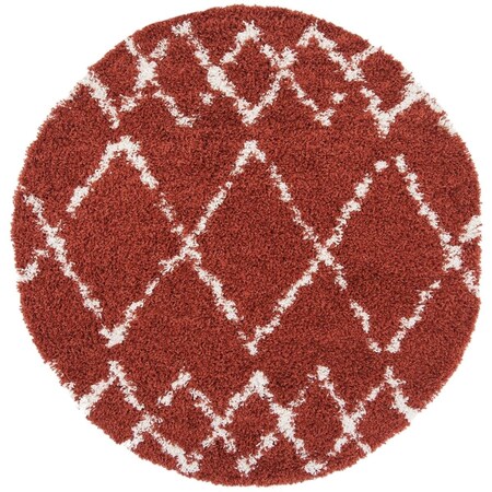 Safavieh 7 x 7 ft. Pro Lux Shag & Flokati Power Loomed Round Area Rug, Rust & Creme PLX434P-7R